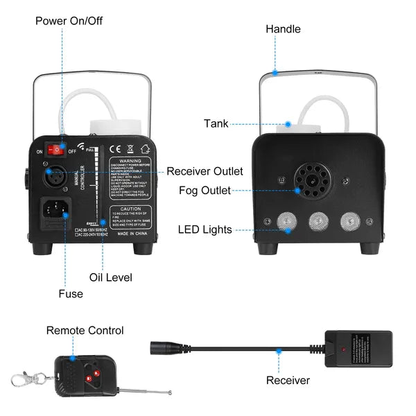 400W Fog Machine RGB LED Party Smoke Fogger