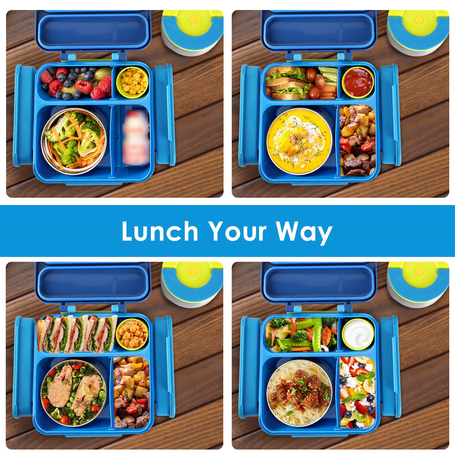 Kids Thermal Lunch Box with Bag 2 Compartments Set