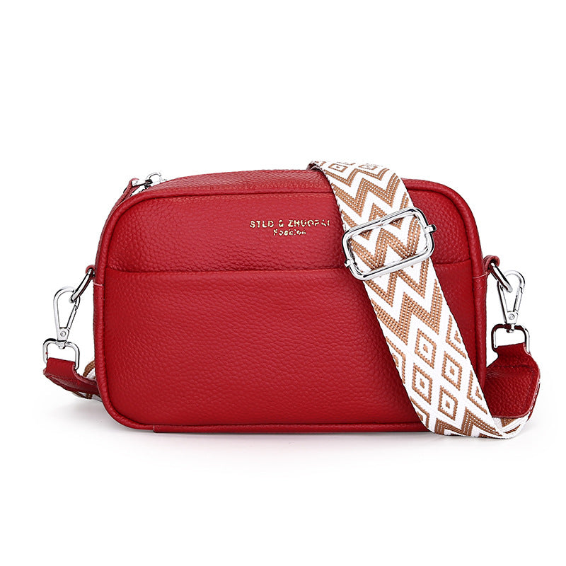 Top Layer Cowhide Small Square Bag Fashion Simple Shoulder Messenger Bag