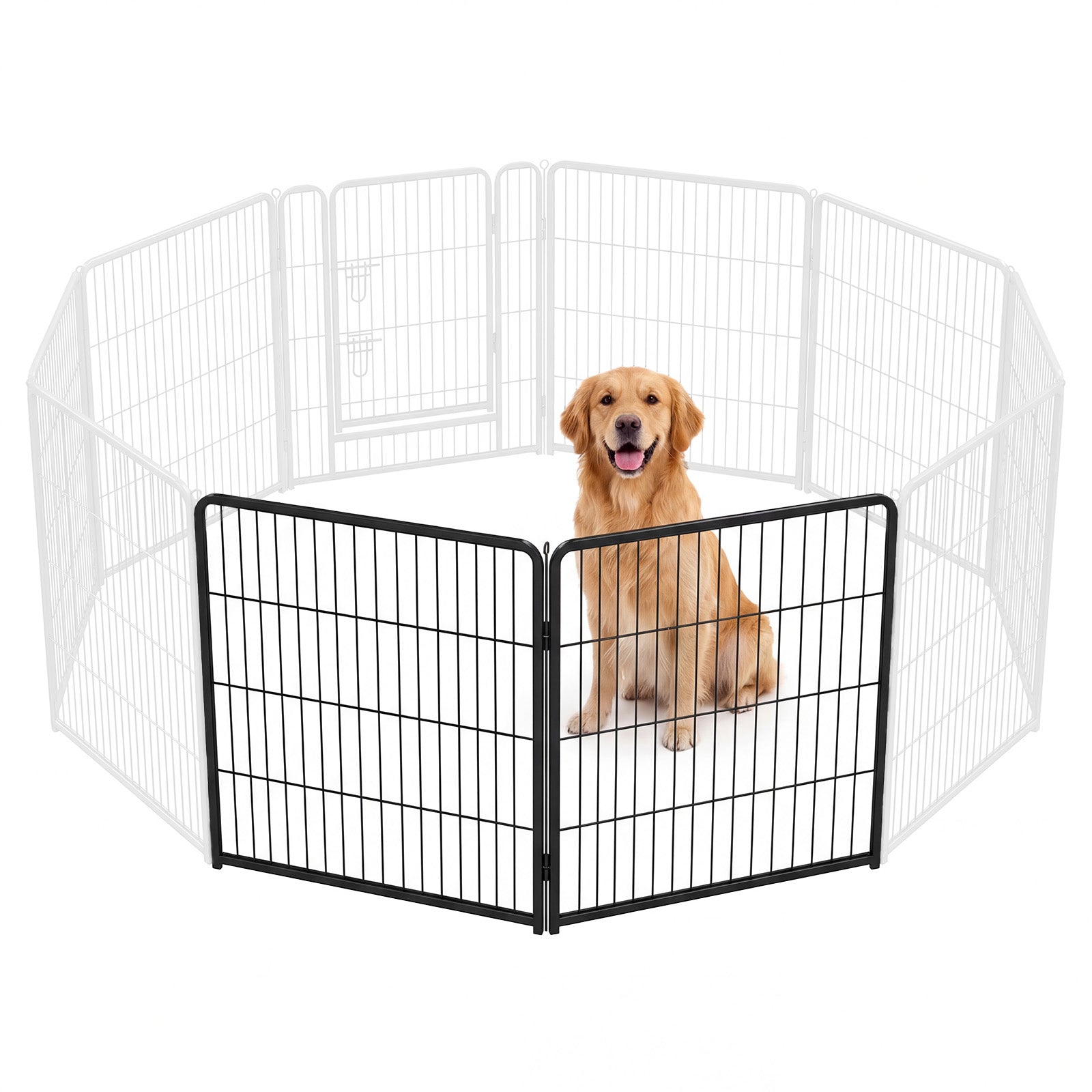 Foldable Metal Pet Fence with Door – Outdoor Playpen for Small, Medium & Large Dogs