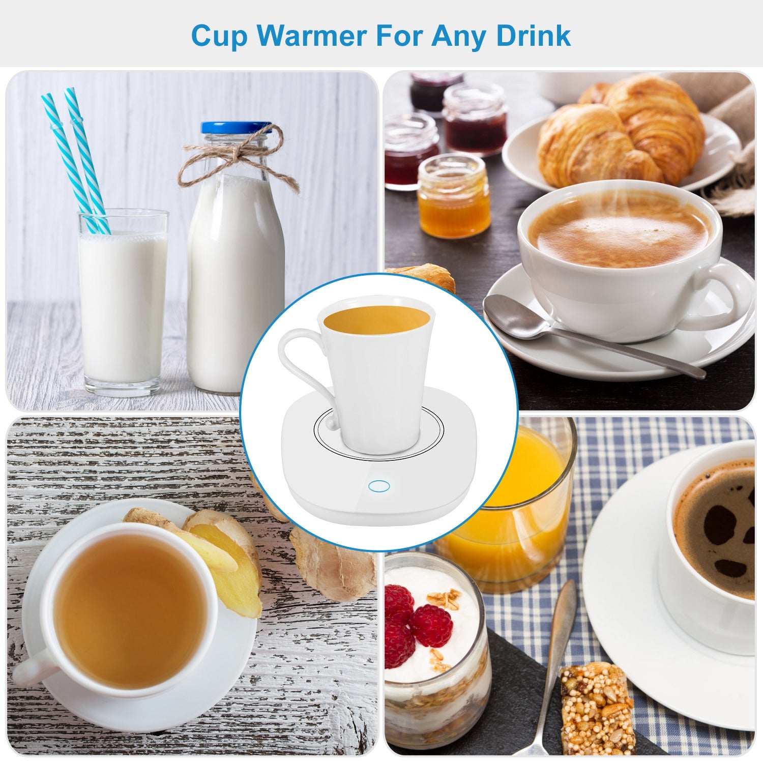 Coffee Mug Warmer Auto Shut Off Electric Cup Heater Desk Pad