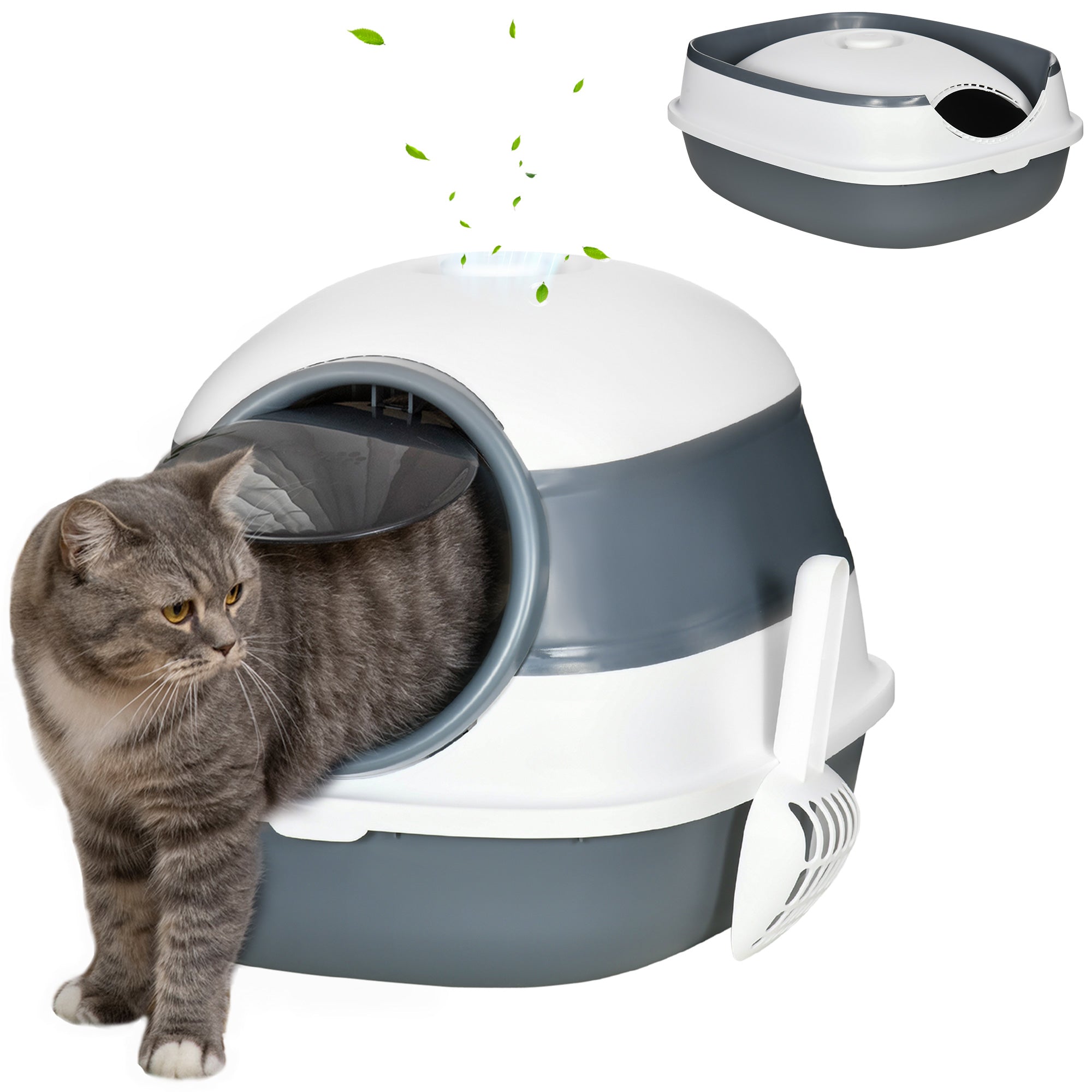 Ultimate Dome Covered Cat Litter Box with Lid Clean and Odor Control