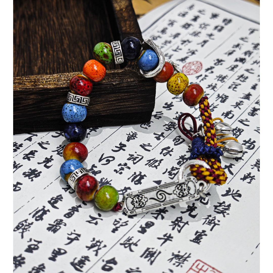 Handmade Stone Bracelet with Colorful Beads Adjustable String