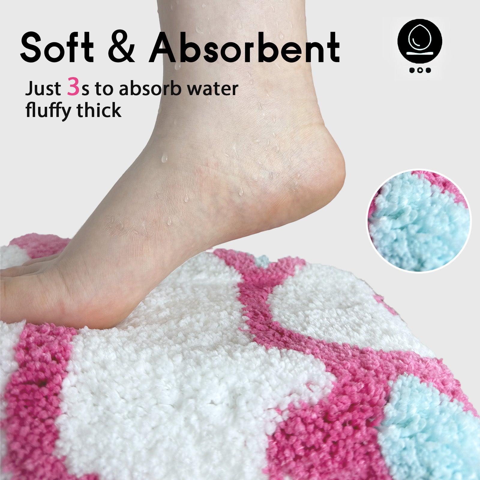 Non Slip Microfiber Bath Rug Absorbent Washable Bathroom Mat