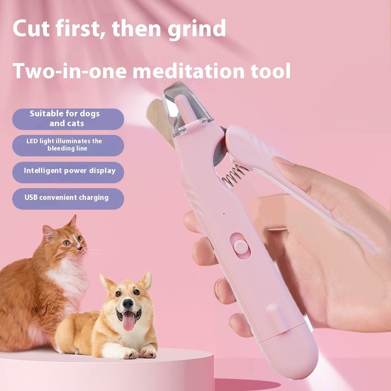 Premium 2in1 Pet Nail Clipper LED Light Safe Grooming Trimmer