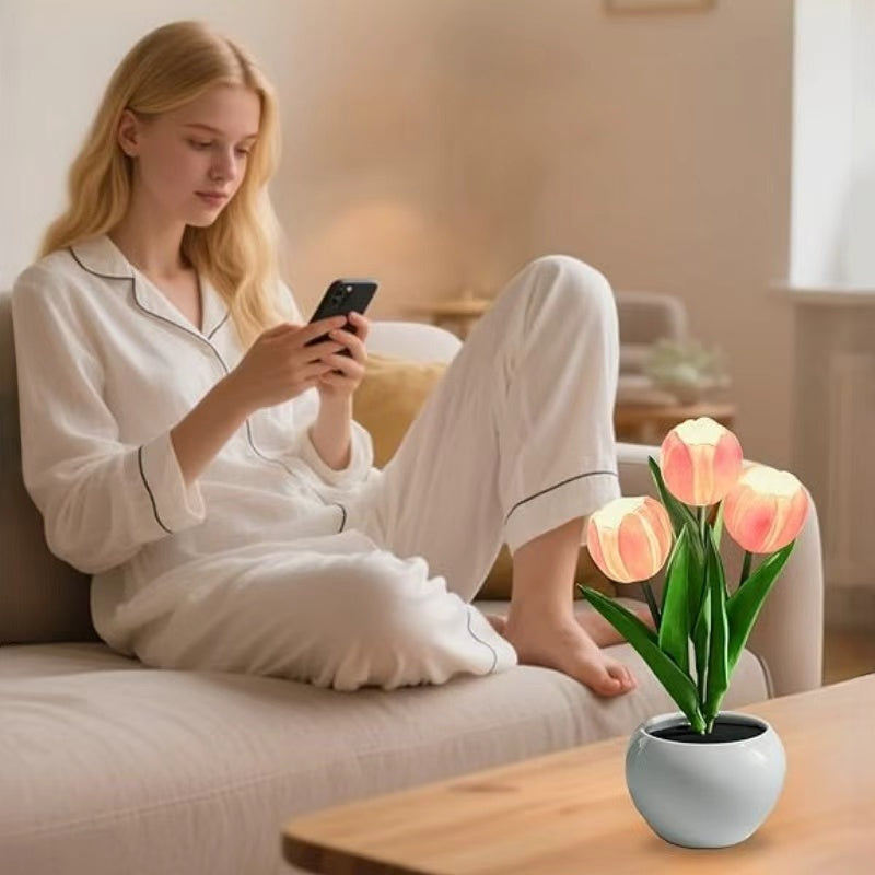 Tulip LED Table Lamp USB Dimmable Flower Vase Night Light