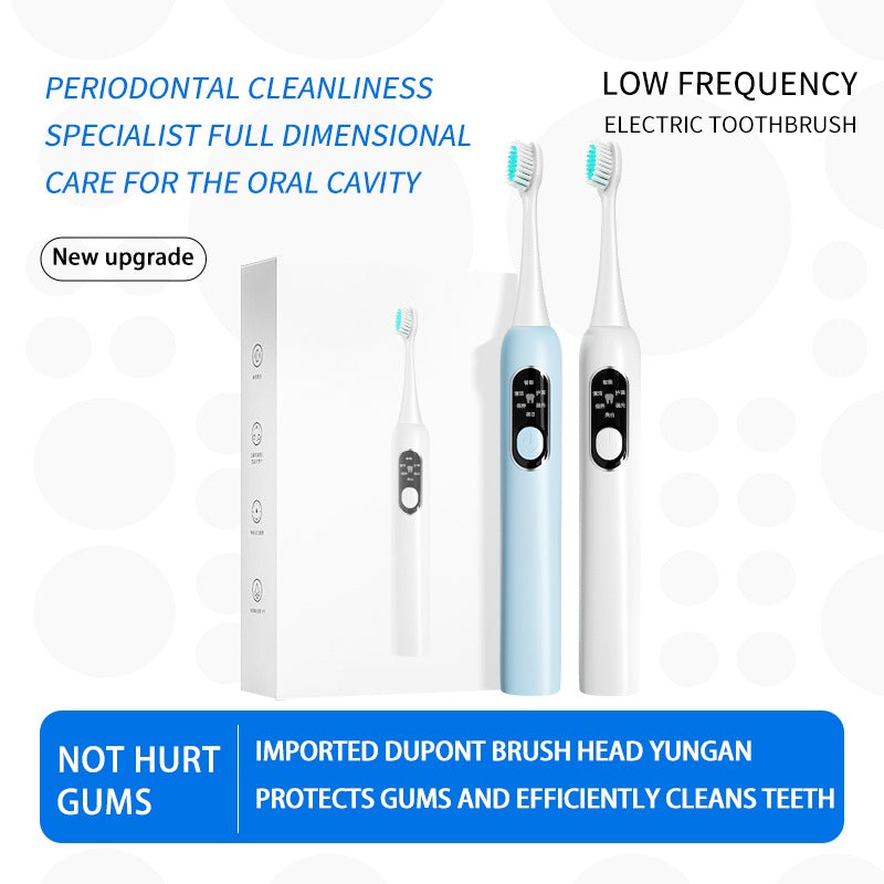 Electric Toothbrush Low Frequency Soft Bristle White