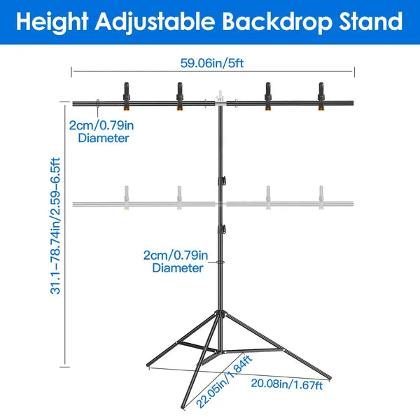 T Shape Backdrop Stand Adjustable Photography Kit