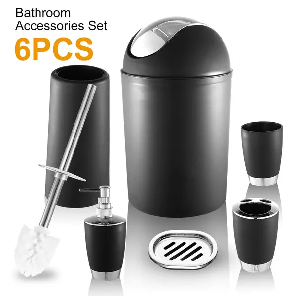 Premium 6-Piece Bathroom Accessories Set – Modern Organizer Kit