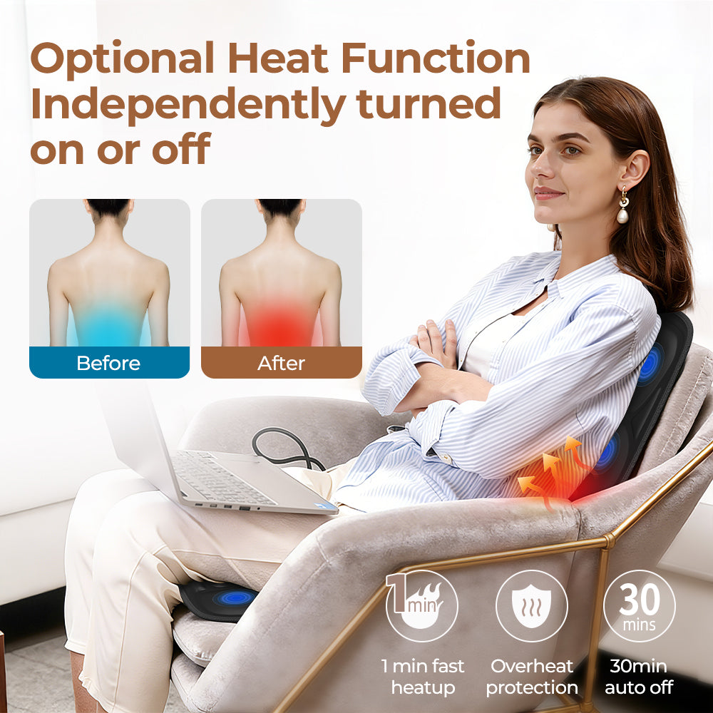 Heated Massage Chair Pad with 7 Motors & Lumbar Support