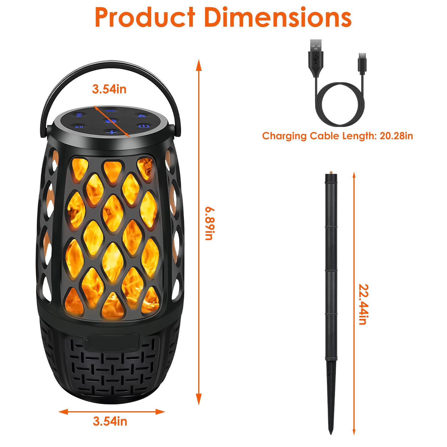 Outdoor Flame Speaker Wireless Waterproof LED Patio Speaker 4-in-1