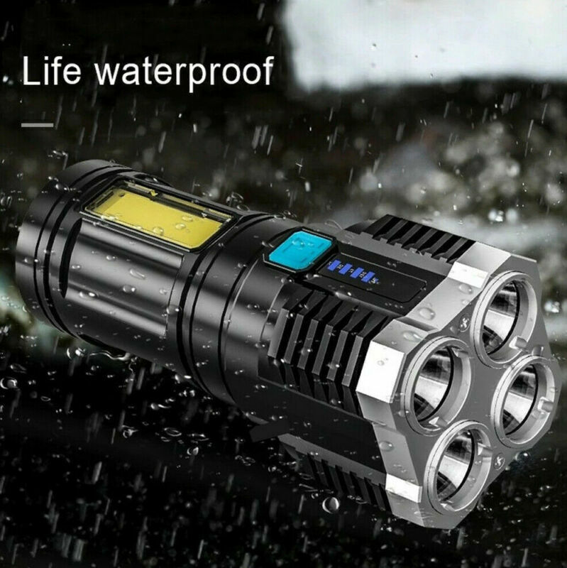 Tactical LED Flashlight USB Rechargeable Super Bright Torch