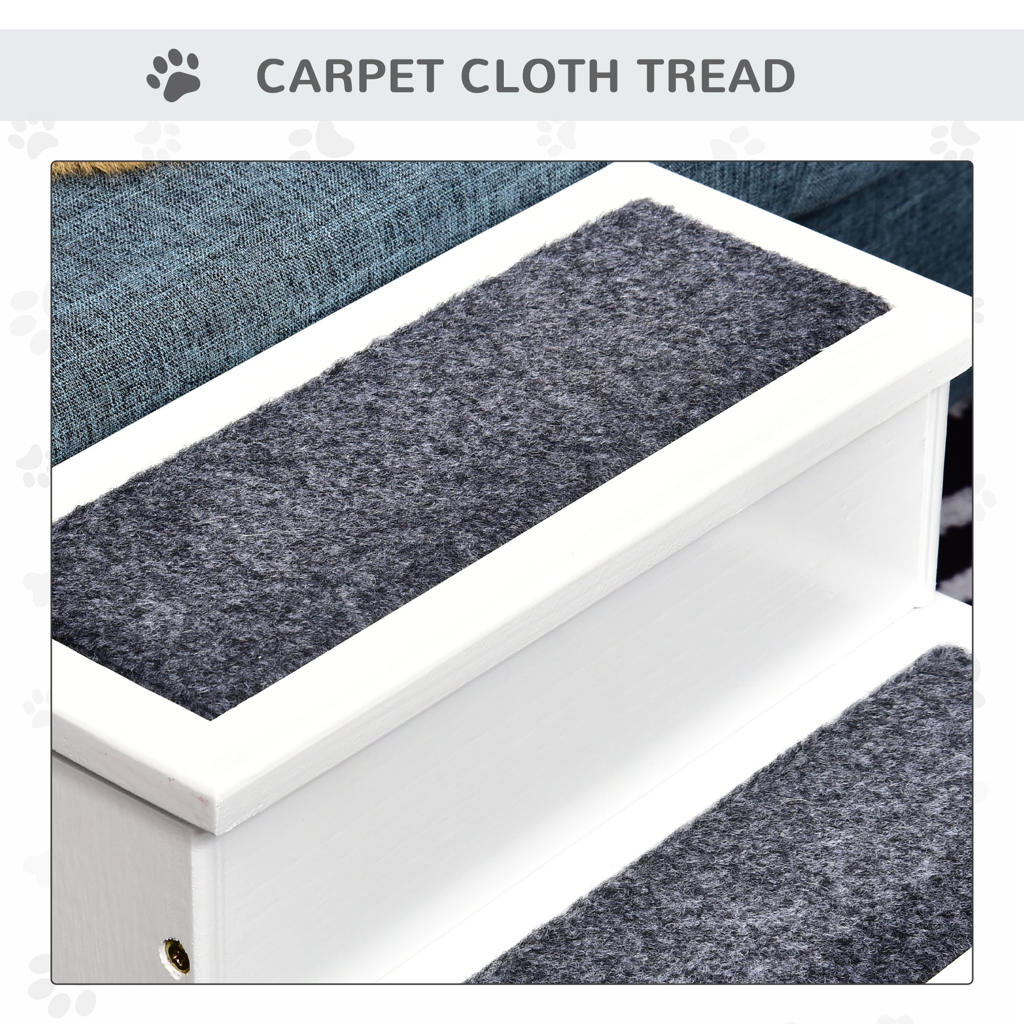 Premium 3 Step Pet Stairs Ramp Non Slip Carpet for Cats Dogs
