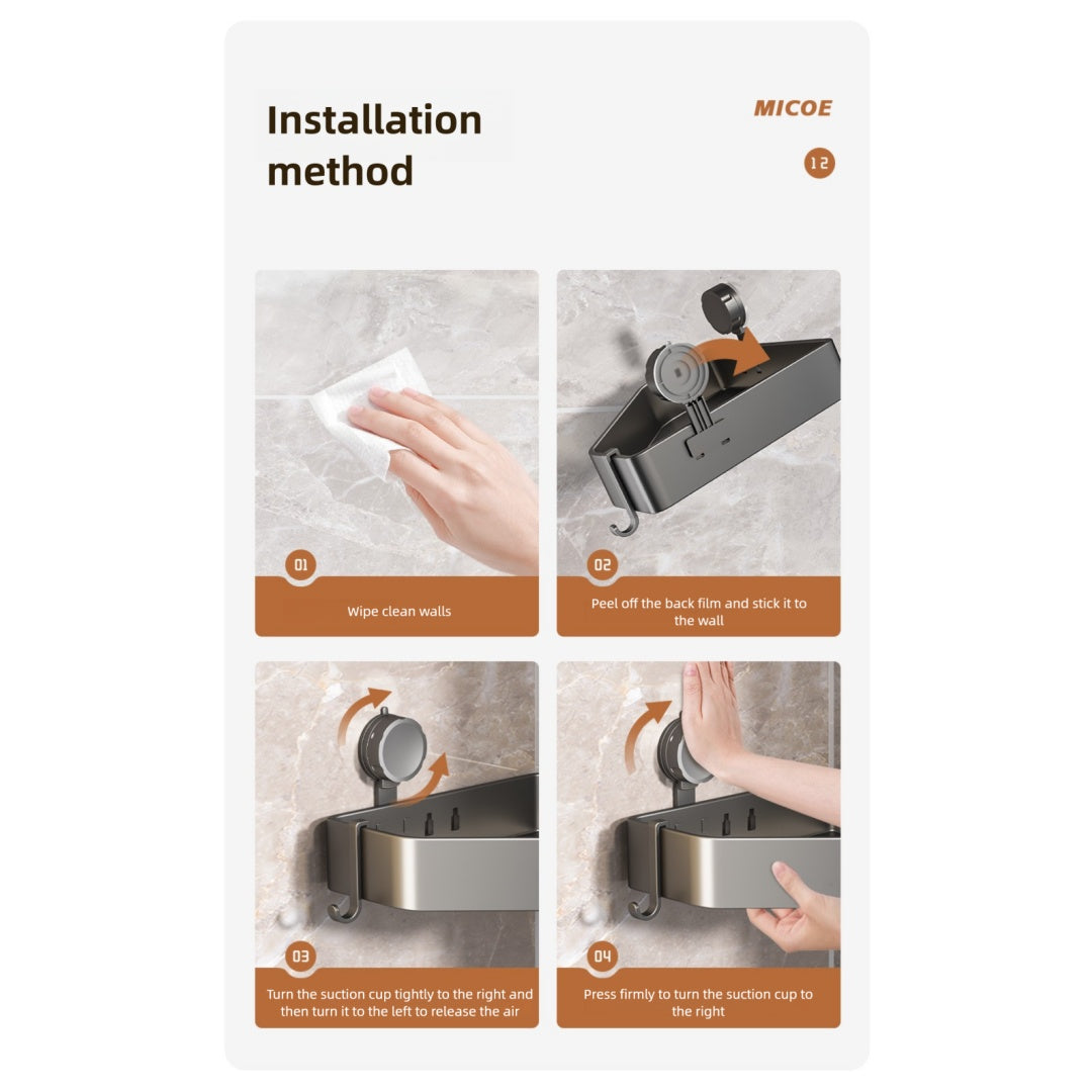 Suction Cup Bathroom Corner Bracket for Strong Hold and Space Saving