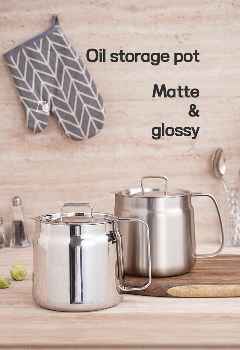 304 Stainless Steel Oil Filter Pot with Strainer Basket