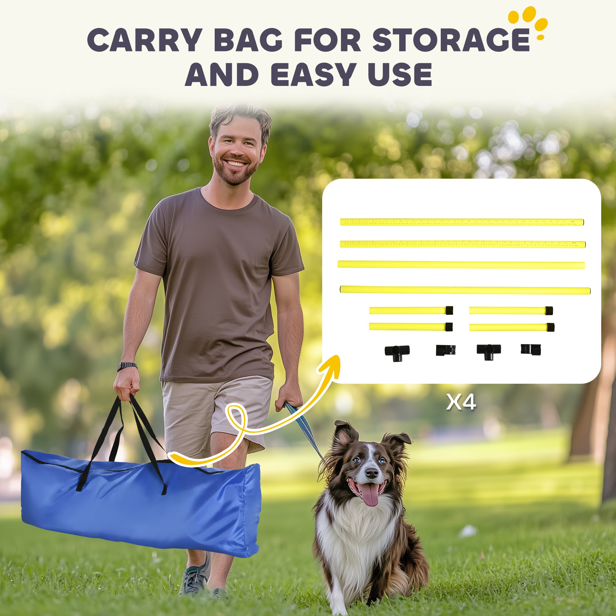4-Piece Dog Agility Training Set – Adjustable Jump Bars with Portable Carry Bag