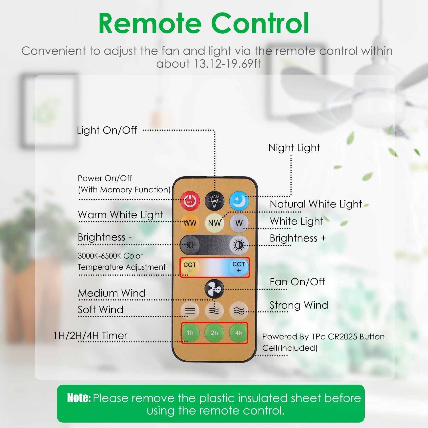 Socket Fan Light E27 Ceiling Fan LED Dimmable Remote Timer