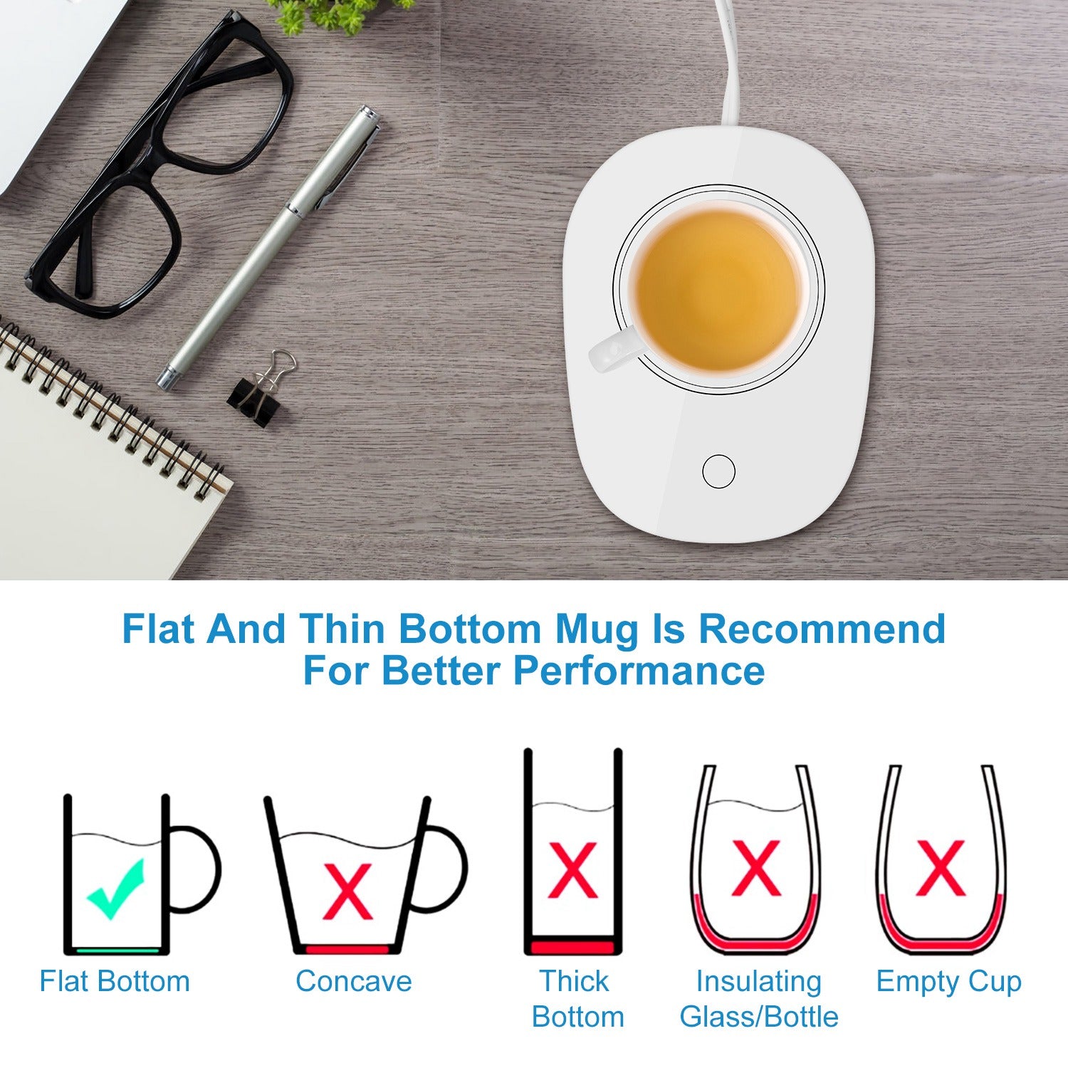 Coffee Mug Warmer Auto Shut Off Electric Cup Heater Desk Pad