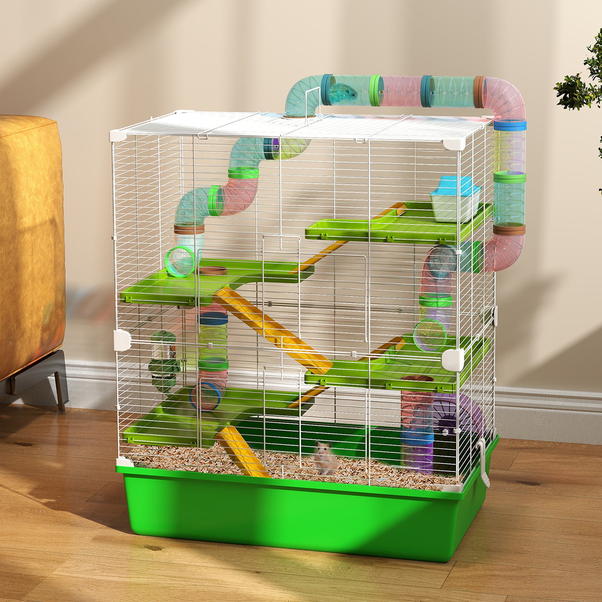 23-Inch 5-Tier Hamster Cage with Exercise Wheel & Water Bottle – Small Animal Habitat