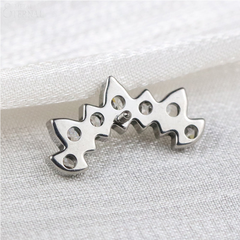 Premium Titanium CZ Fan Earrings – Geometric Labret Jewelry