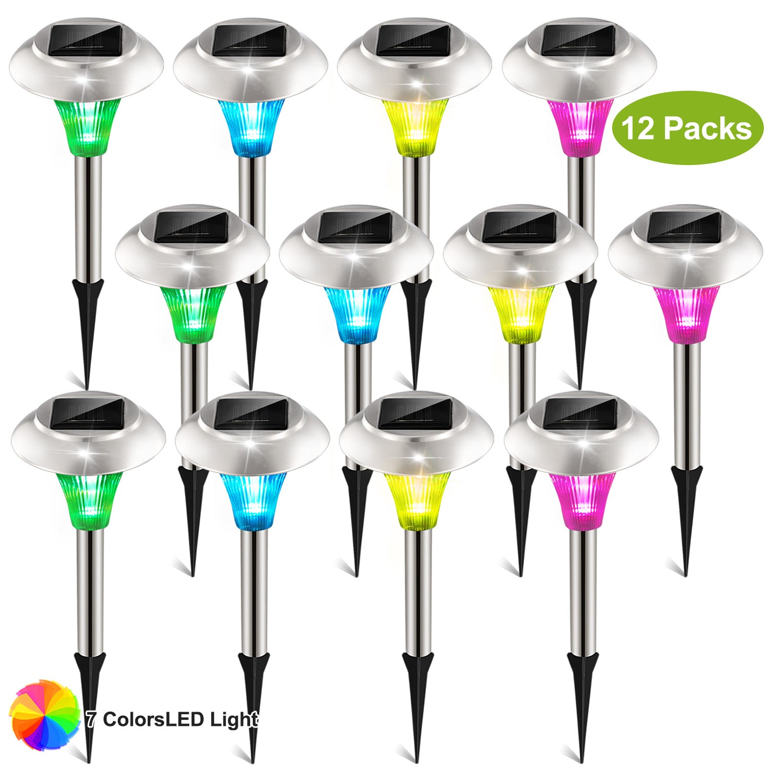Color Changing Solar Garden Lights Waterproof Pathway Yard Decor