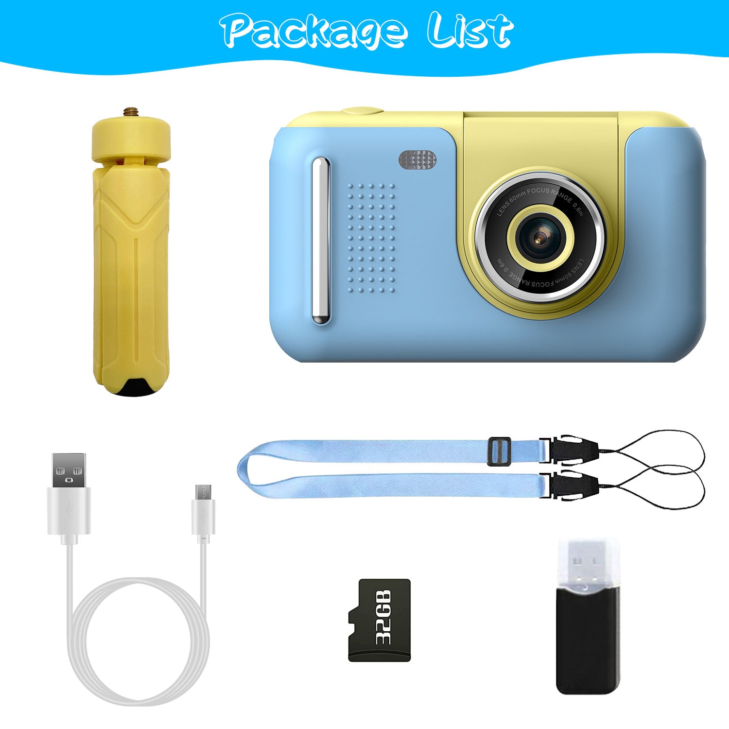 Kids Digital Camera Flip Lens HD Video Camcorder with Tripod