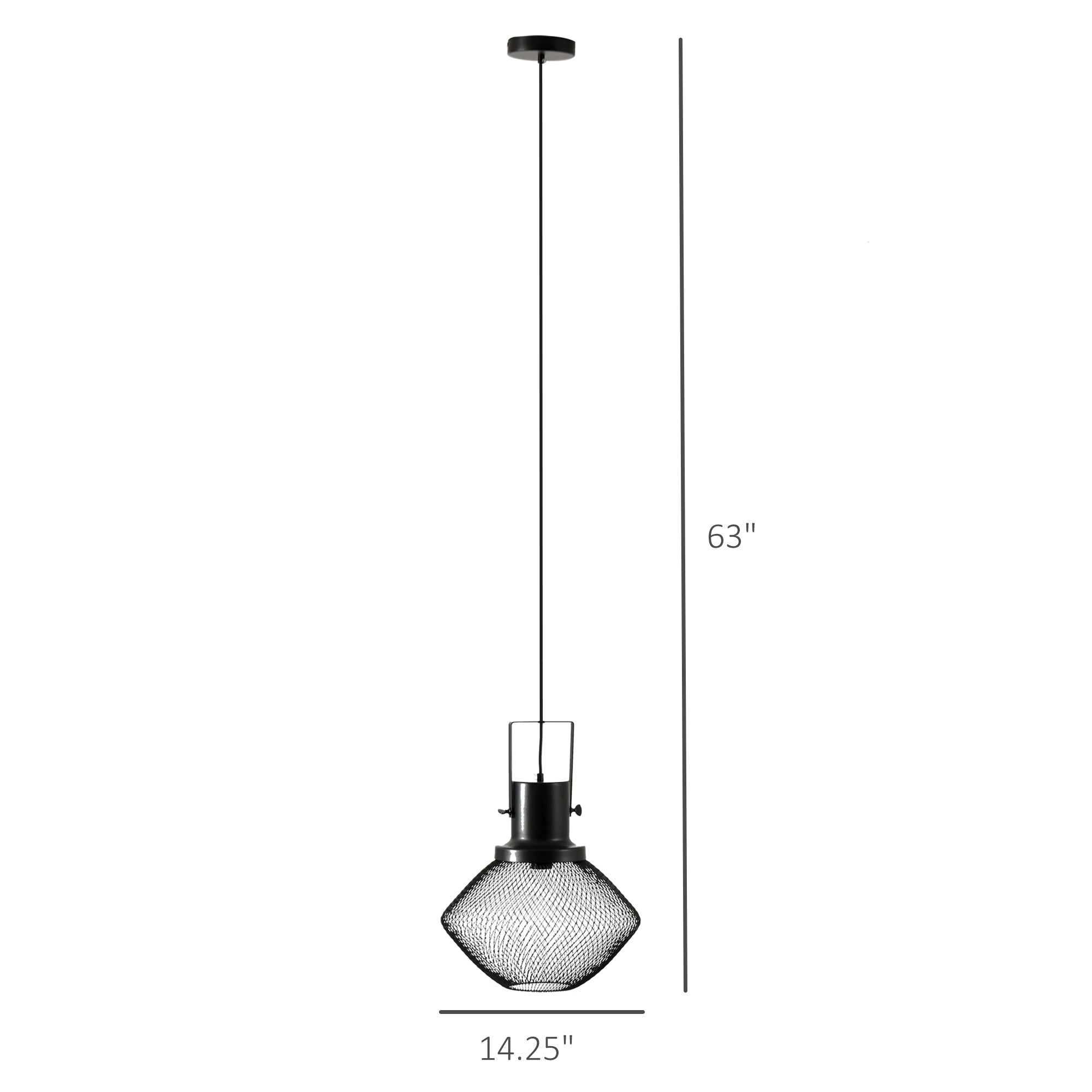Industrial Pendant Light Fixture Adjustable Chain Black Steel Ceiling Lamp