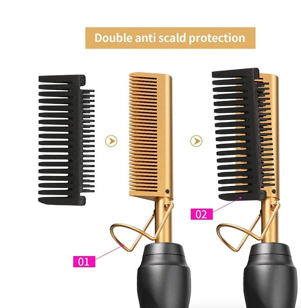 Professional Hair Straightener Comb – Fast Heat Beard Styling Tool