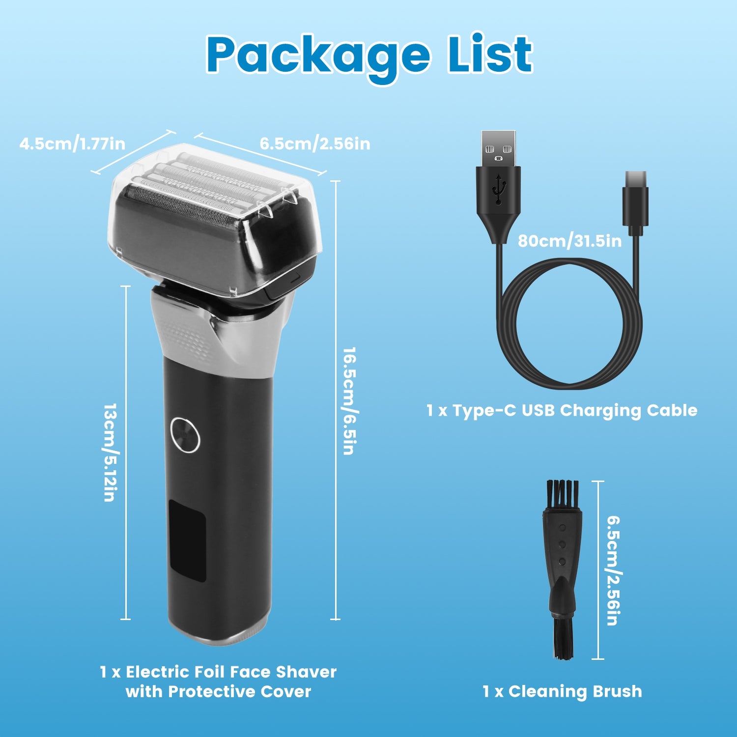 5 Blade Electric Foil Shaver Waterproof Beard Trimmer LED Display