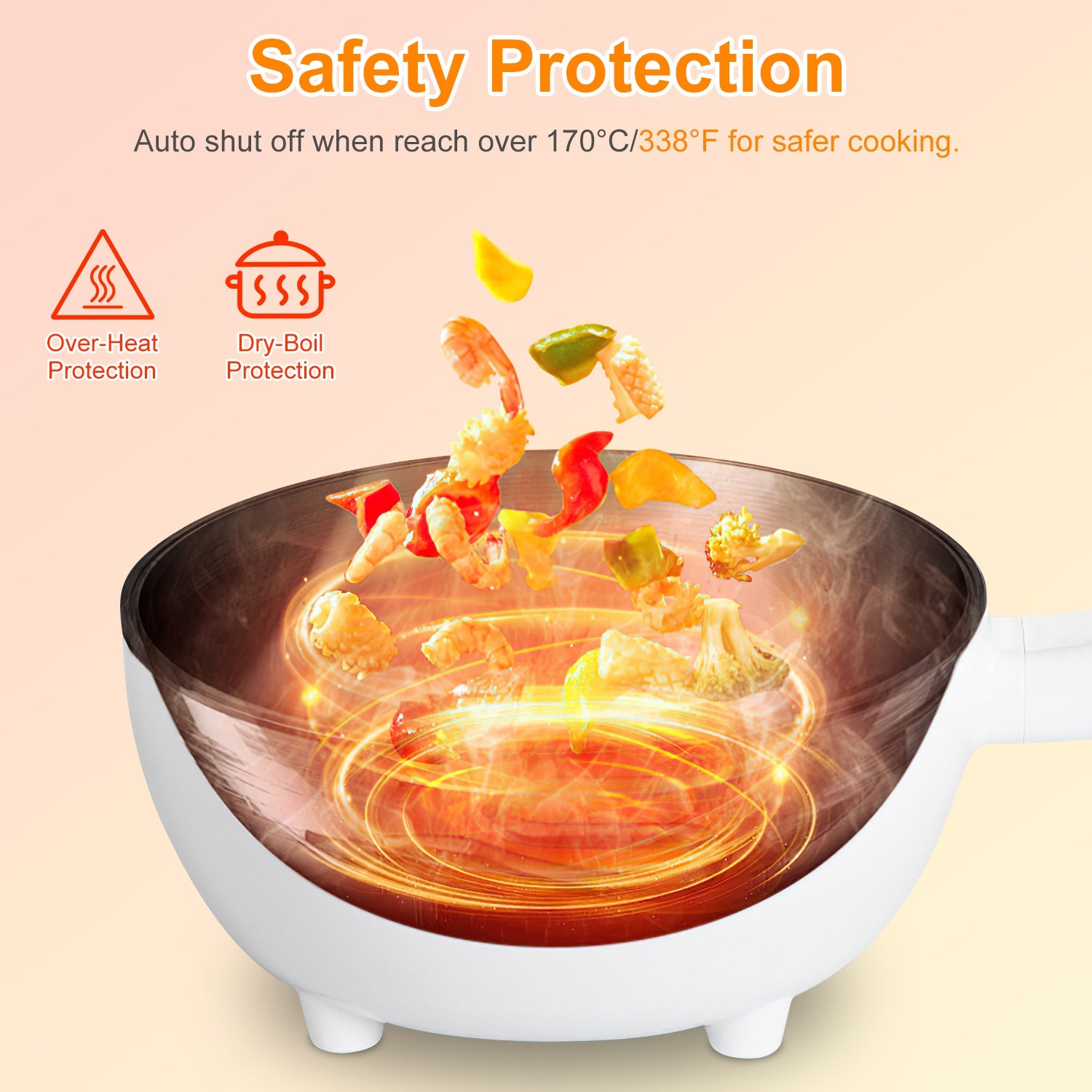 3L Electric Hot Pot with Steamer and Non Stick Coating