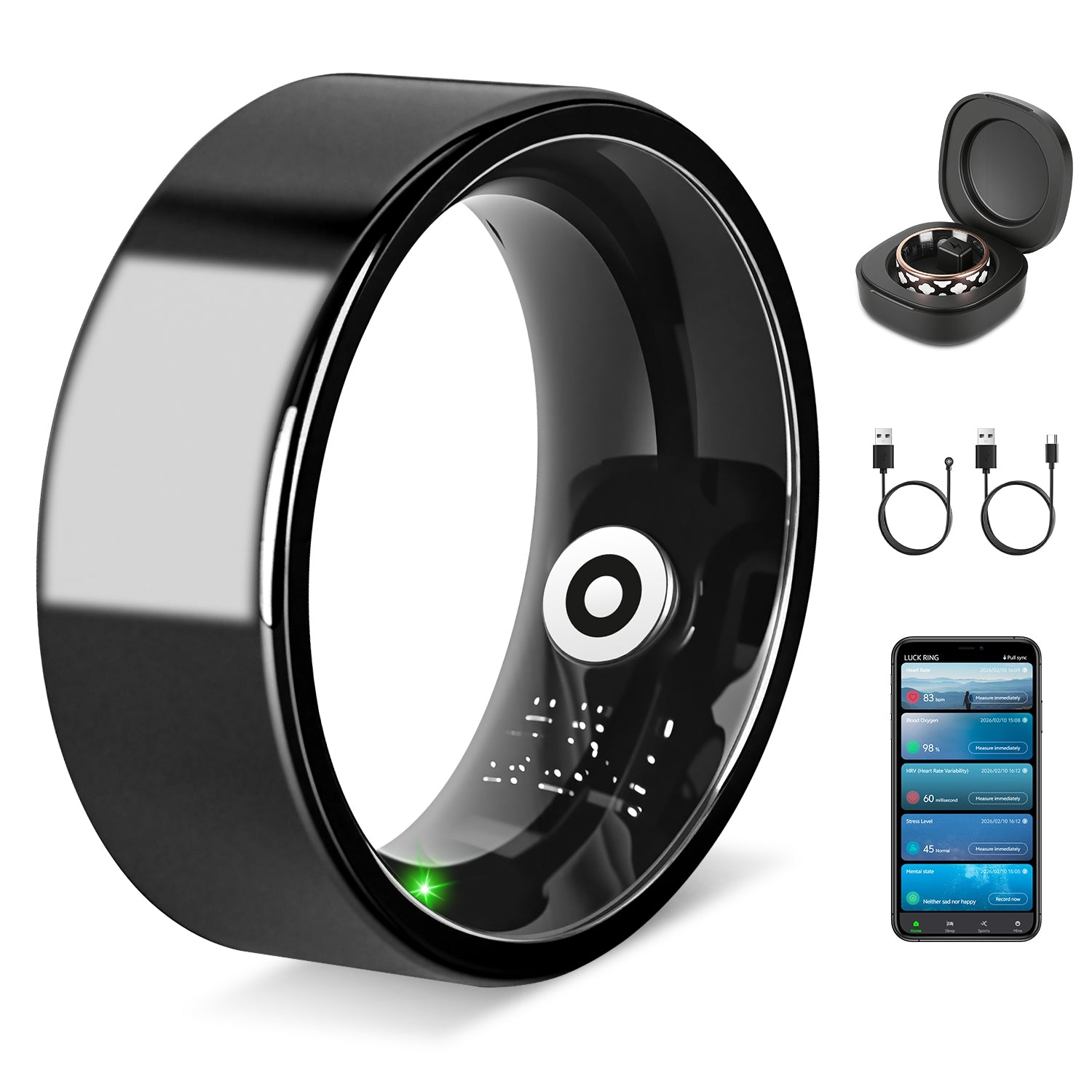 Smart Ring Health Tracker with Sleep, HRV & 7-Day Battery for iOS Android