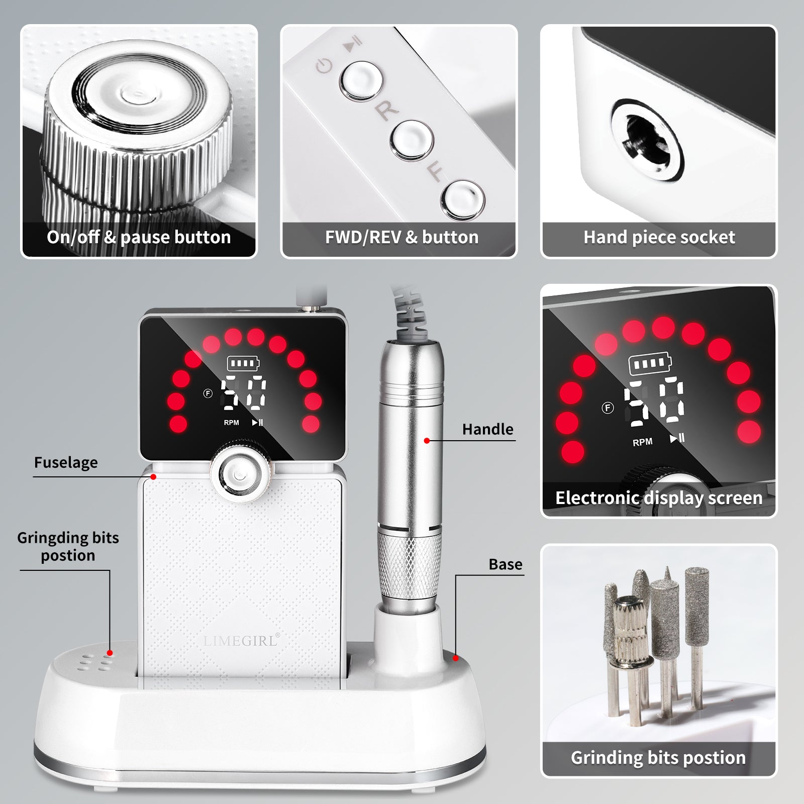 50000RPM Portable Rechargeable Nail Drill