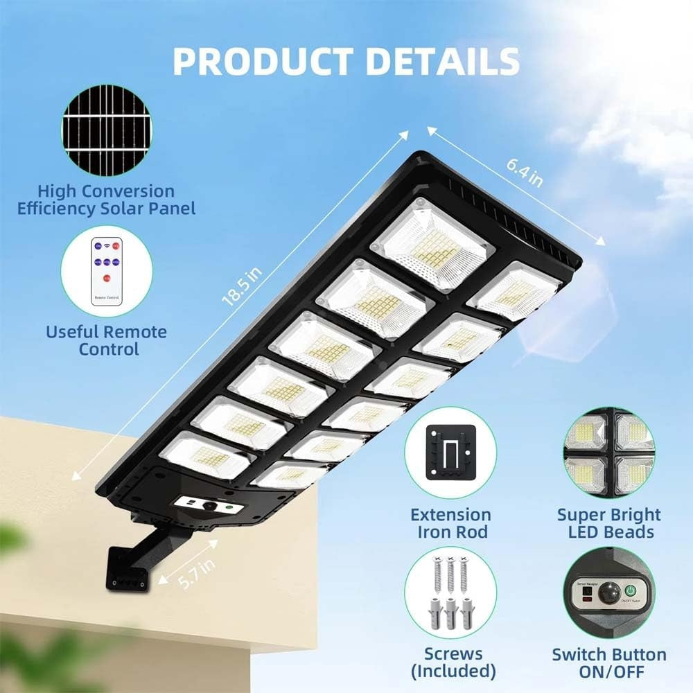 Ultra Bright 504 LED Solar Motion Sensor Street Light Remote