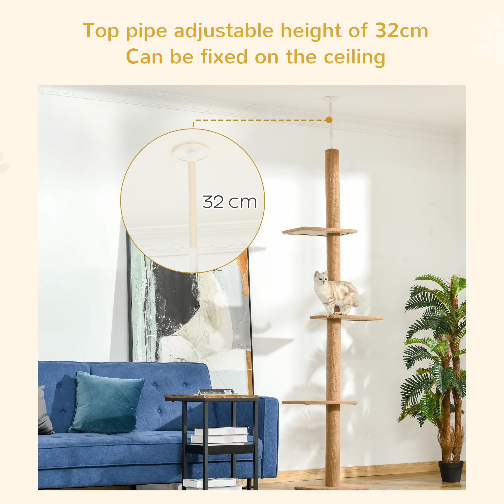 Premium Floor to Ceiling Cat Tree with Sisal Scratching Posts