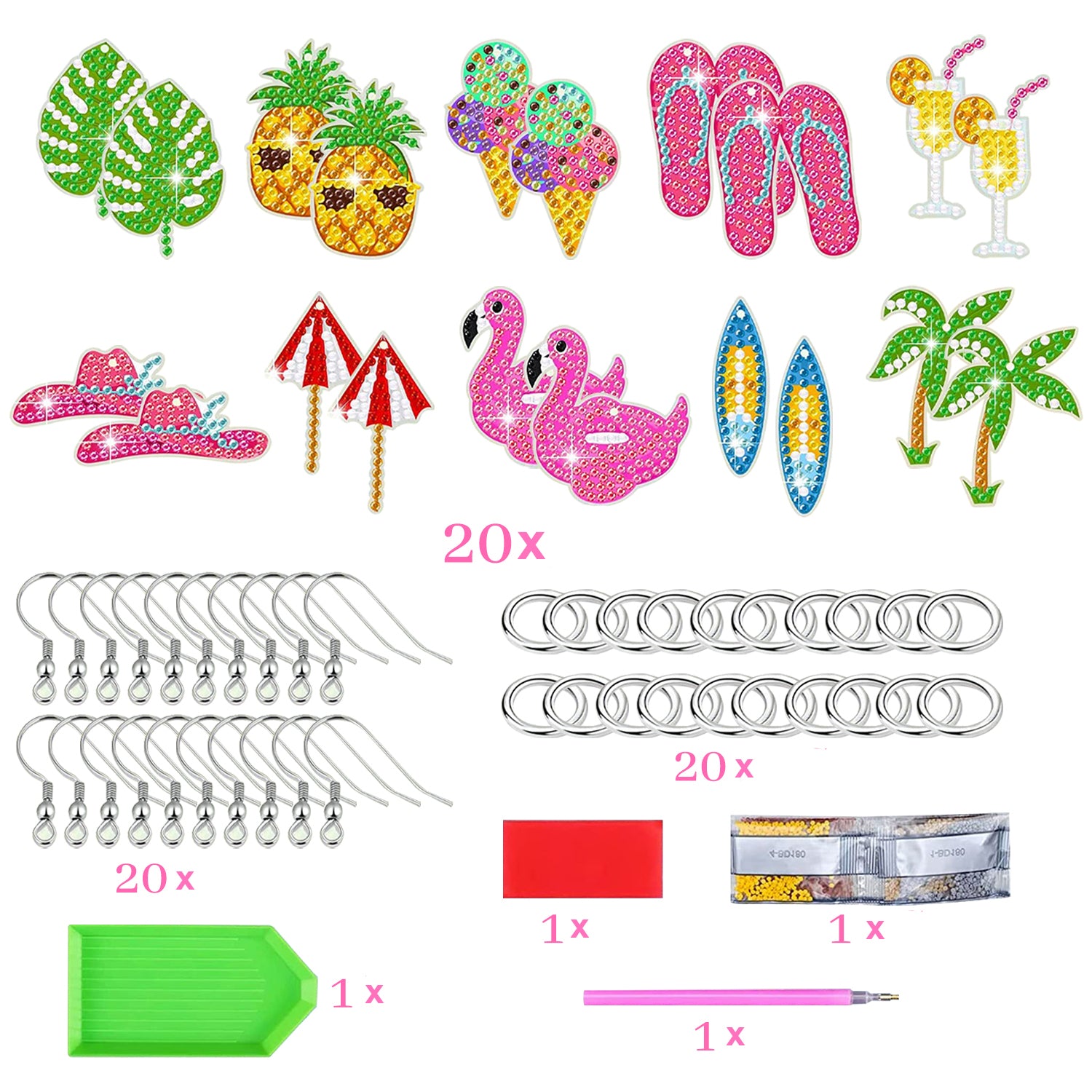Premium Hawaii Theme Rhinestone Earrings Kit – DIY Colorful Set