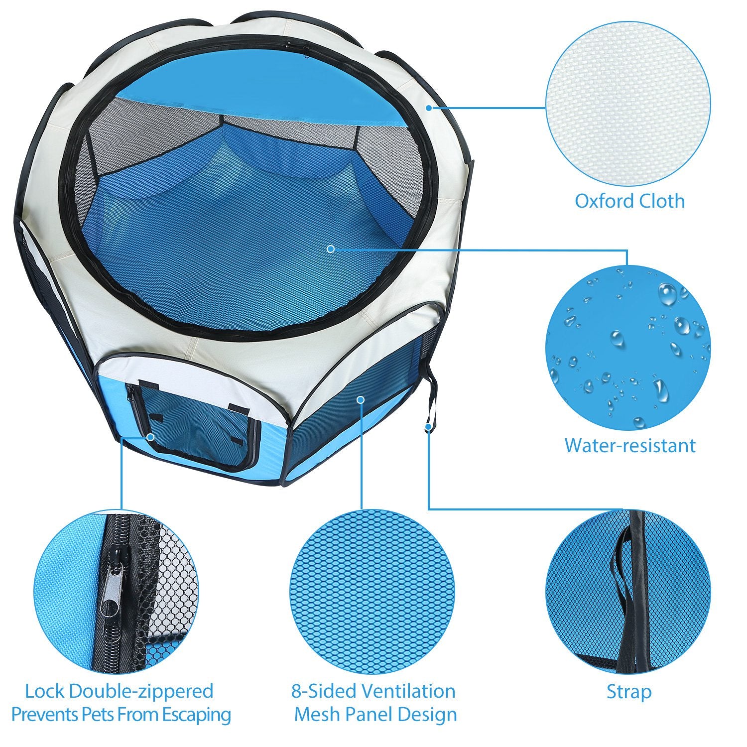 Premium Foldable Pet Tent Playpen Water Resistant Indoor Outdoor
