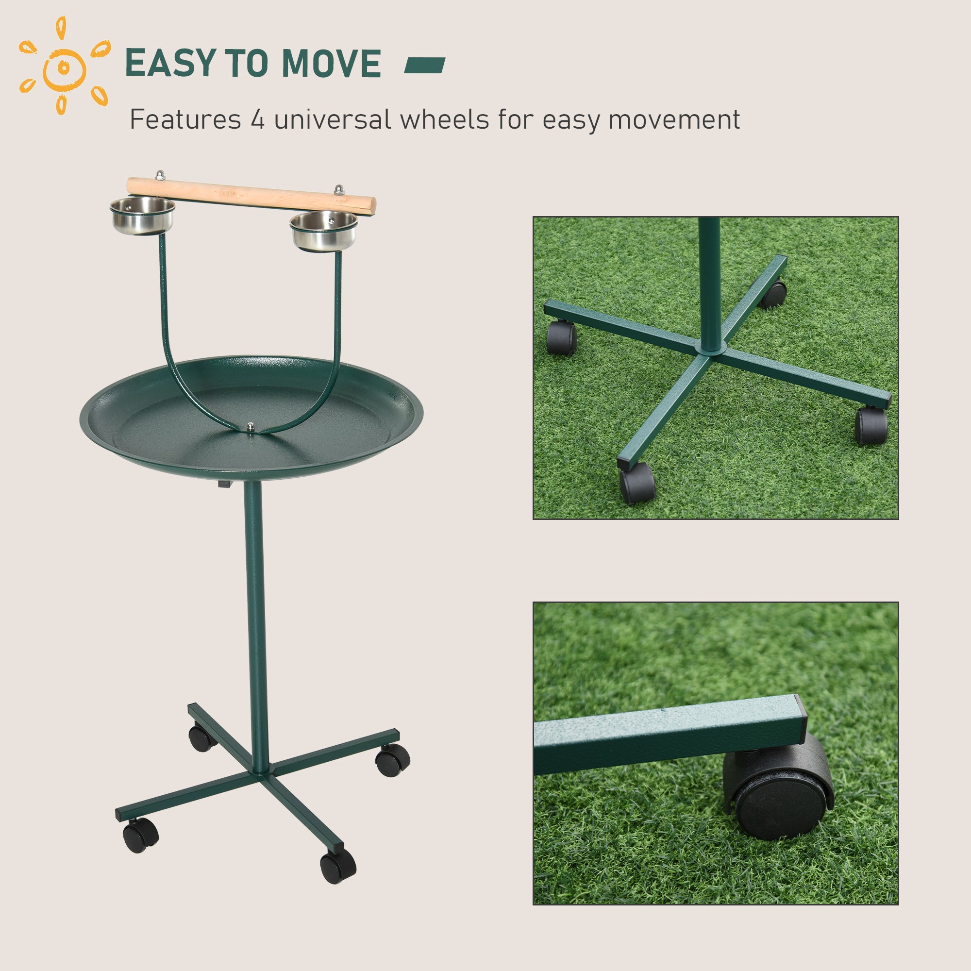 Premium Rolling Bird T Stand Training Perch Activity Play Stand