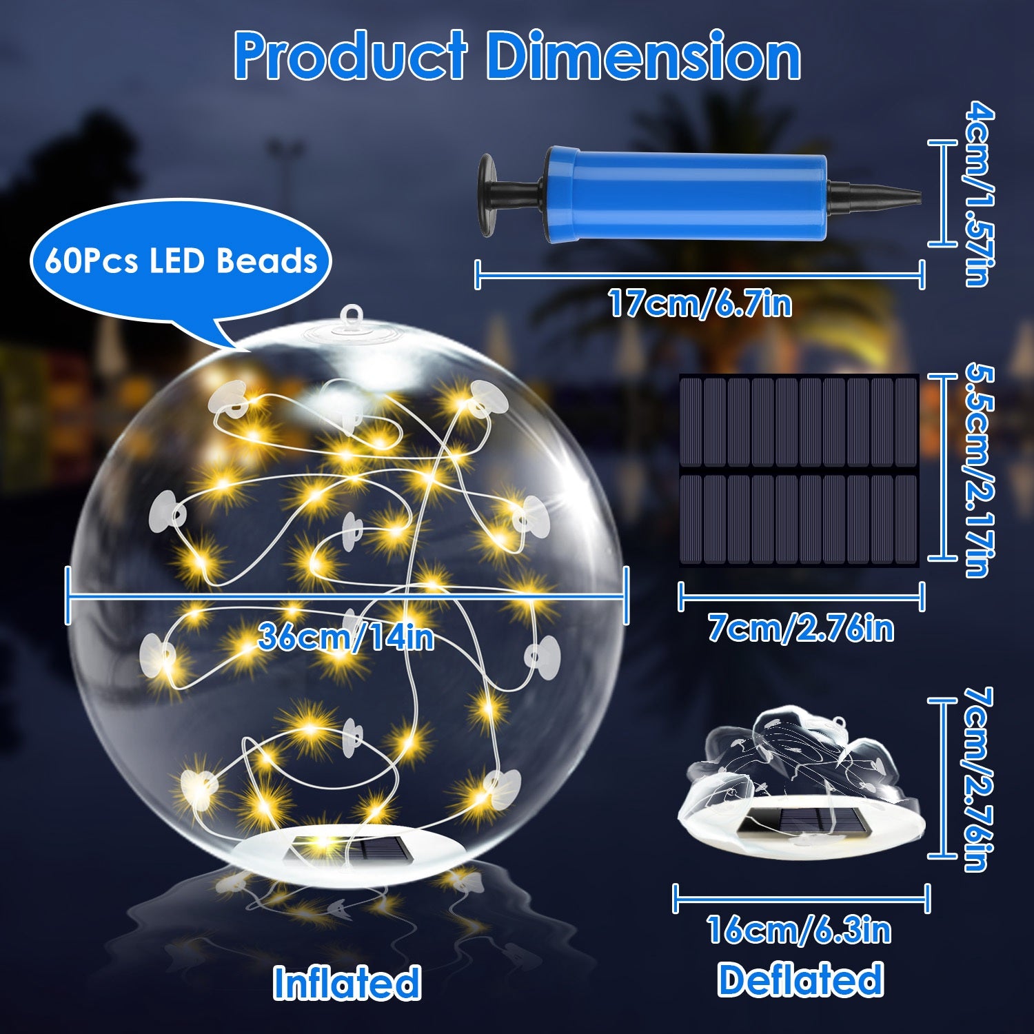 Floating Solar Pool Lights Remote Control Waterproof LED Balls