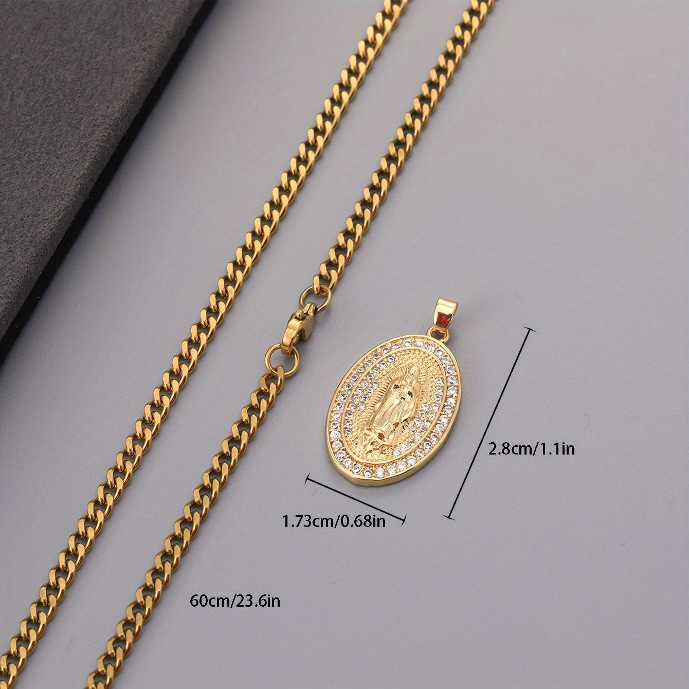 Vintage Virgin Mary Necklace Zircon Faith Pendant Gift