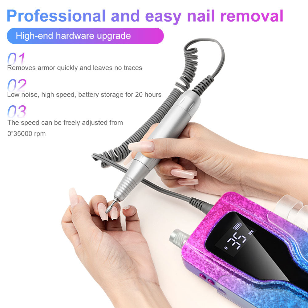 45000RPM Cordless Electric Nail Drill with 12 Bits Rechargeable