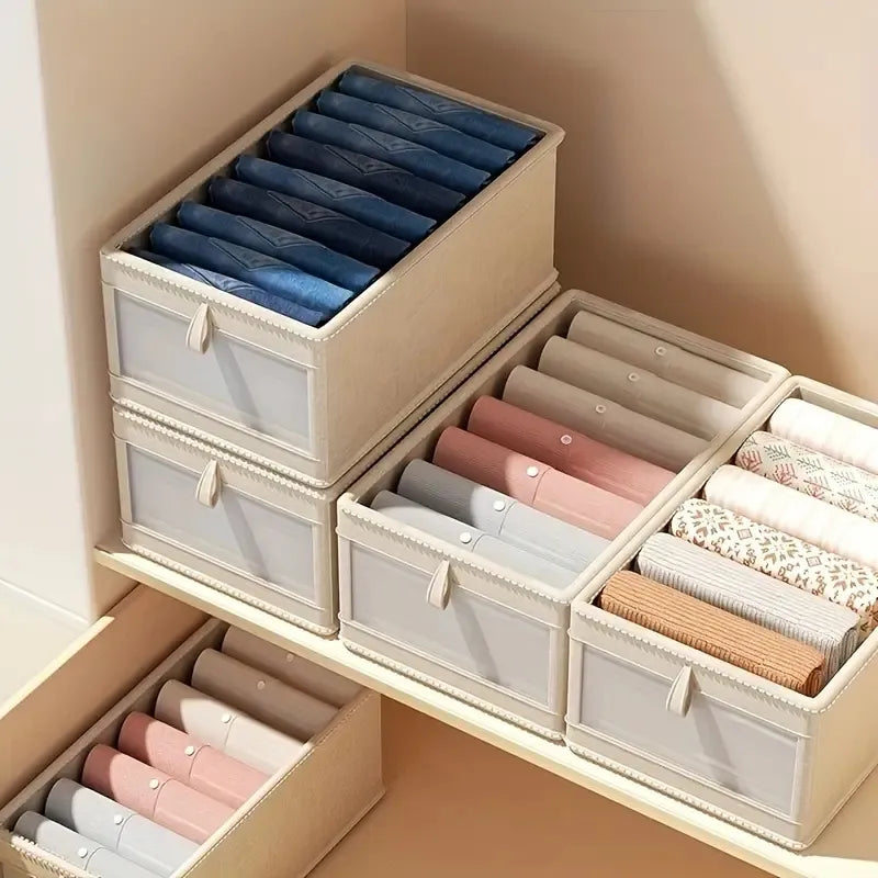 Foldable Clothes Storage Box with Window Stackable Closet Organizer