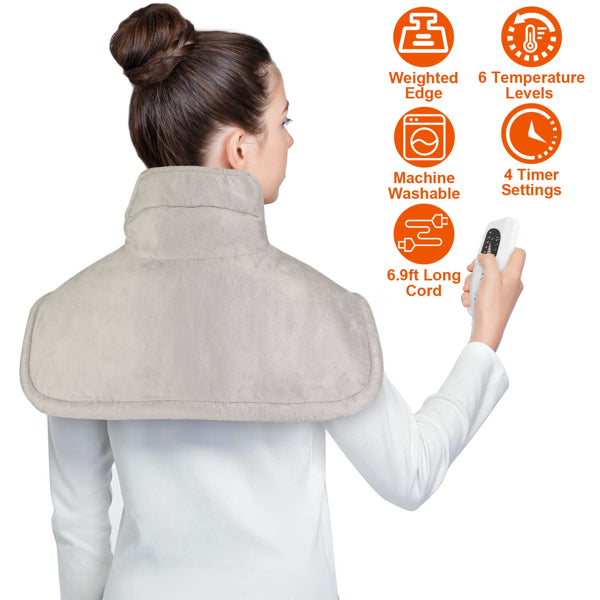 Weighted Neck Shoulder Heating Pad with 6 Heat 4 Timer Settings