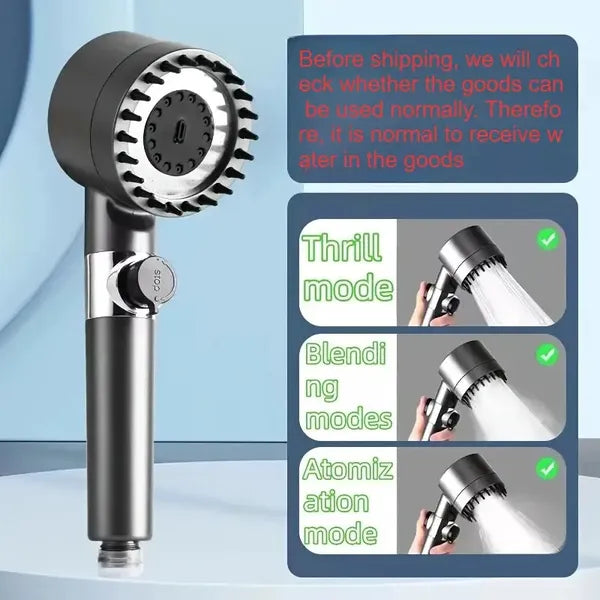 3-Level Adjustable Handheld Shower Head High Pressure Filtered