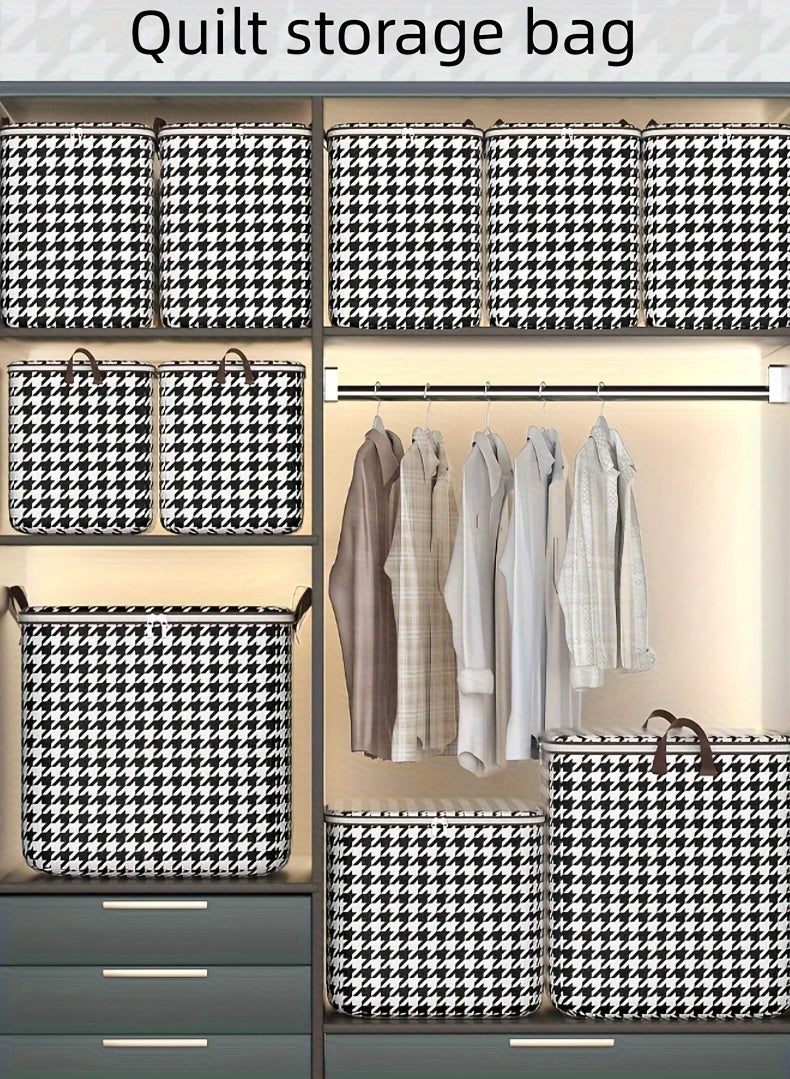 3pcs 100L Foldable Storage Bags Houndstooth Travel Organizer Set