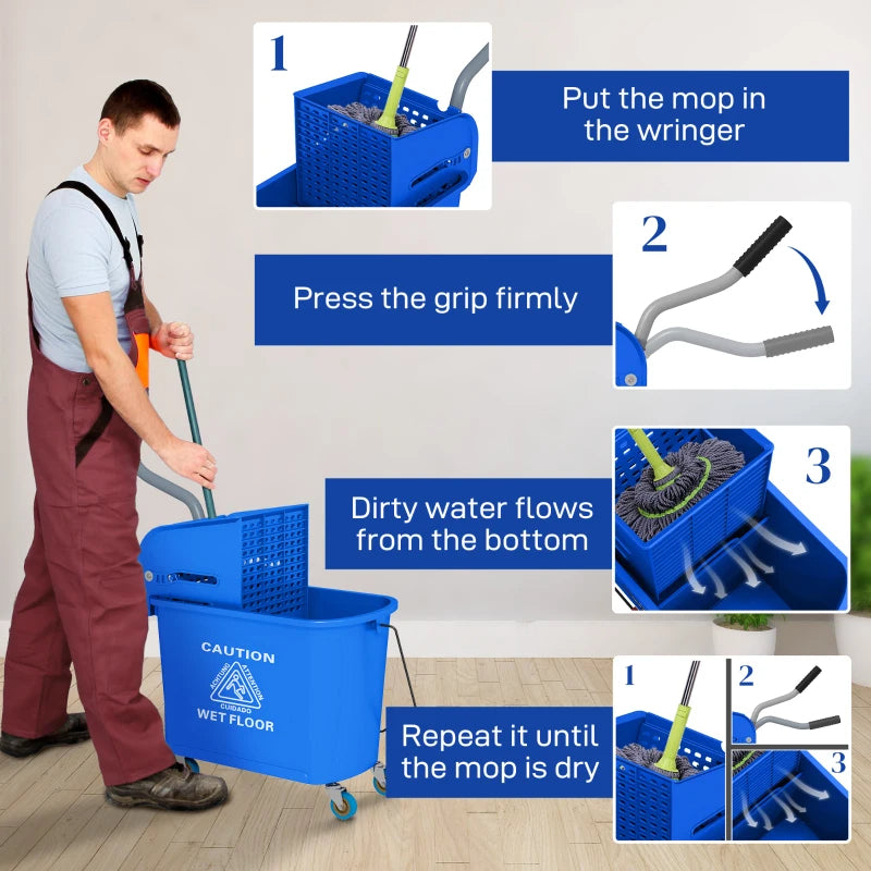 Compact Mop Bucket with Wringer & Wheels 21 Quart Cleaning Bucket