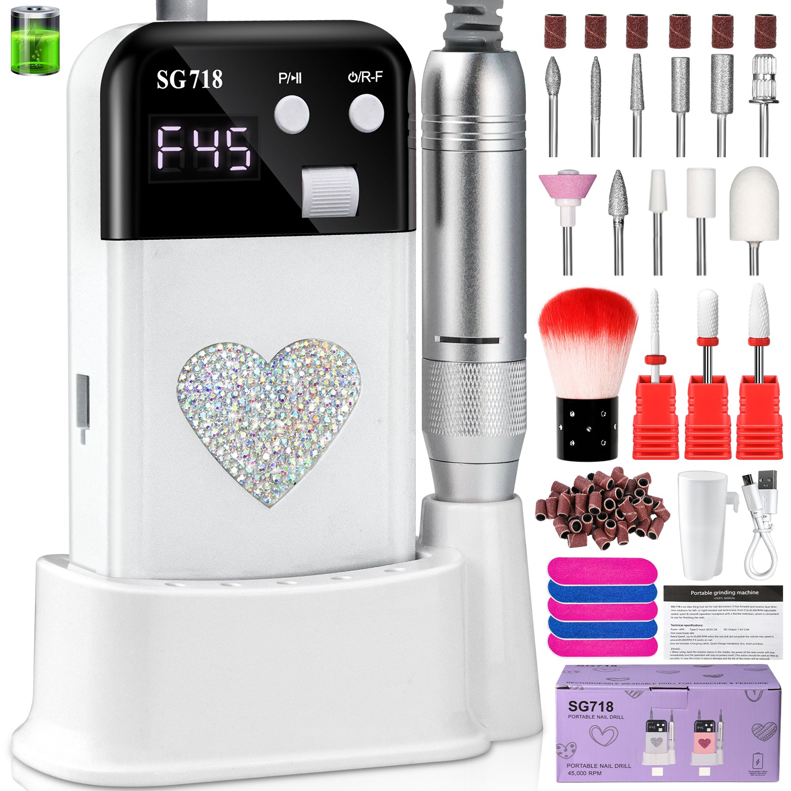 45000 RPM Rechargeable Electric Nail Drill