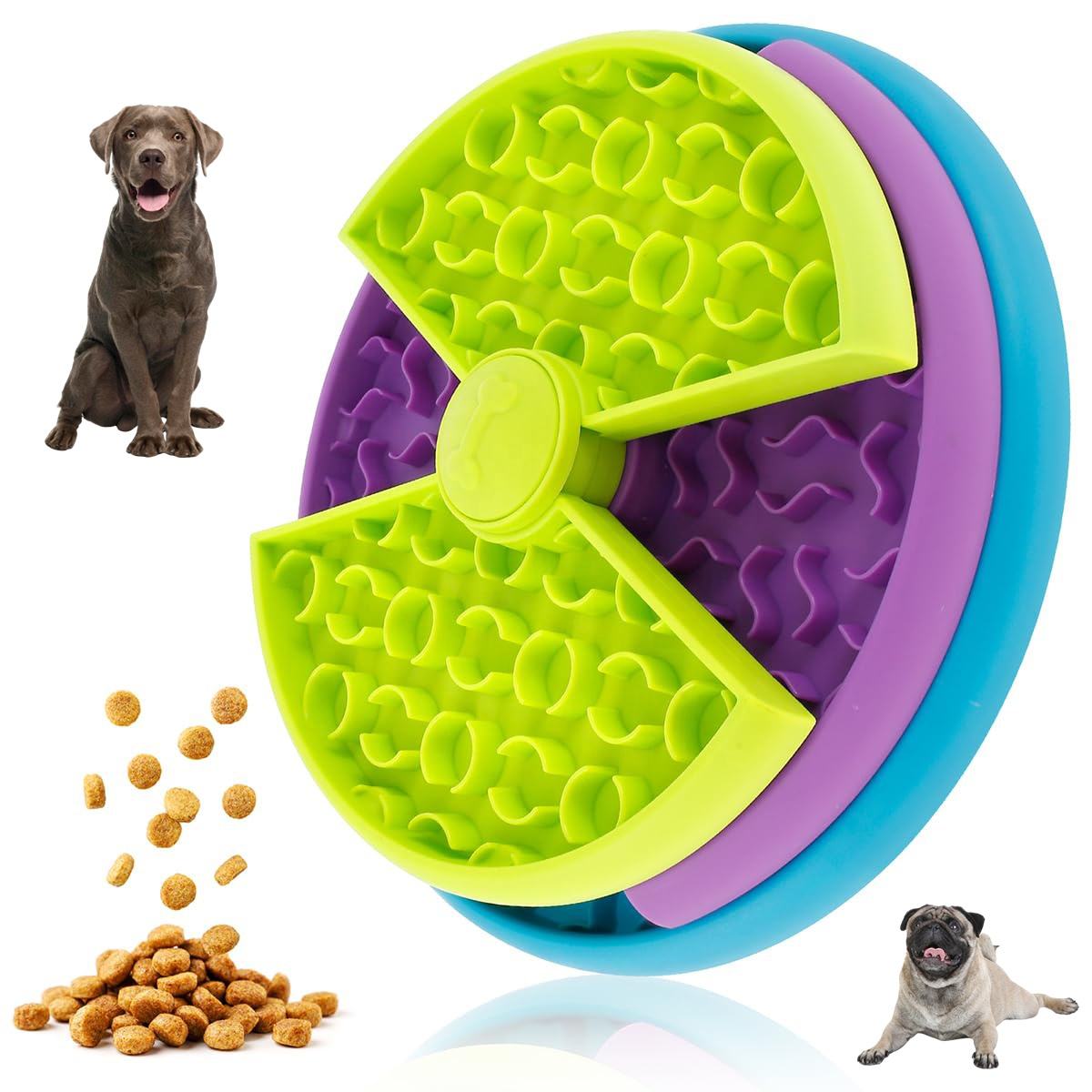 3 in 1 Slow Feeder Dog Bowl with Lick Mat Interactive Puzzle