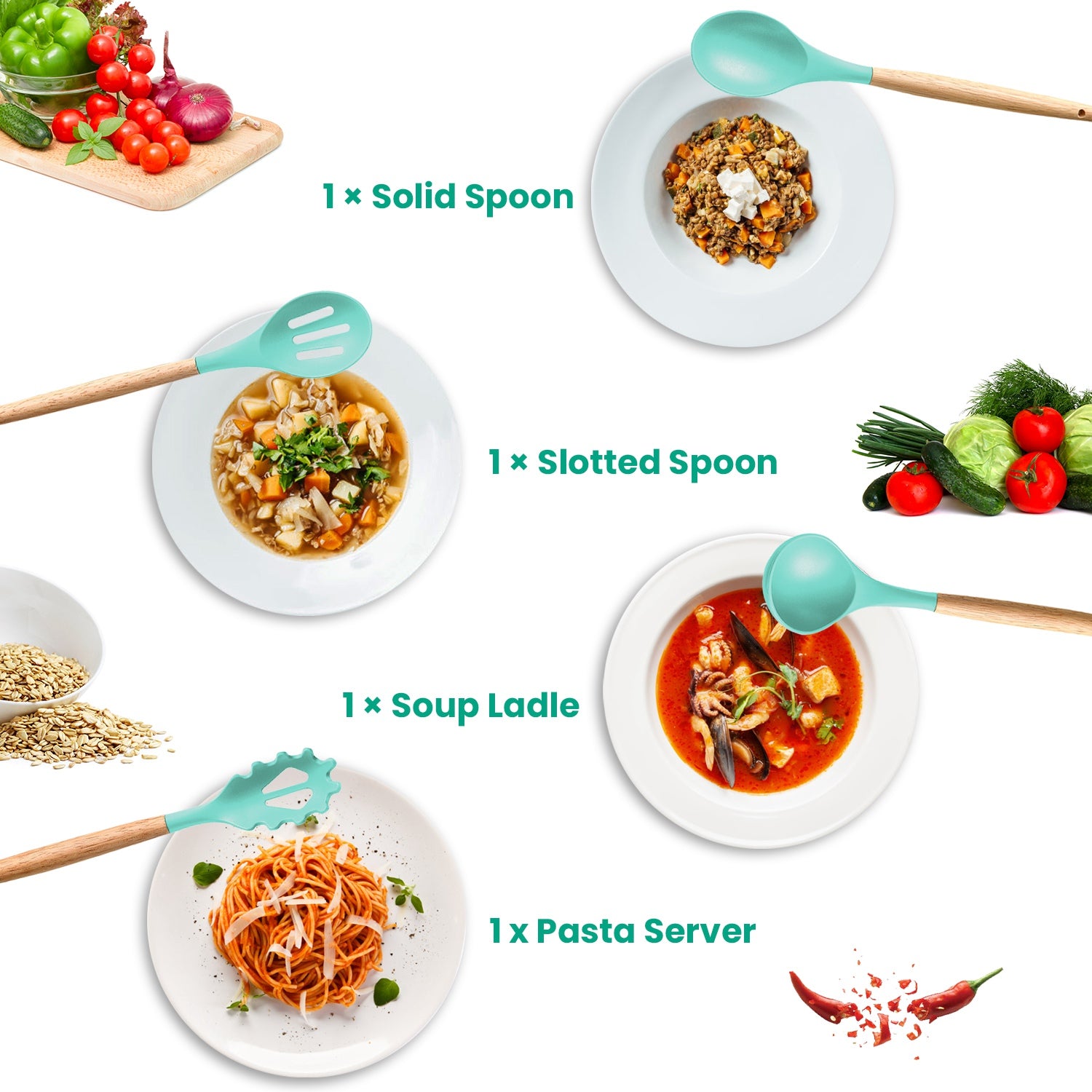 35PCS Kitchen Utensil Set Silicone Cooking Tools with Holder