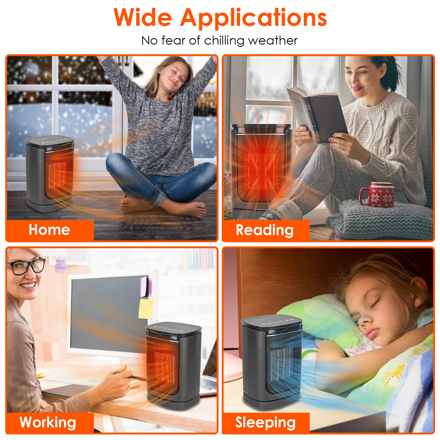 1500W Ceramic Space Heater Oscillating Remote Control Heater