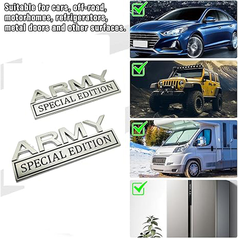 2PCS Army Special Edition 3D Metal Car Emblem Badge